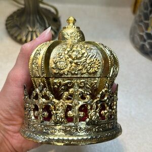 Vintage Gold Tone Crown music/trinket box